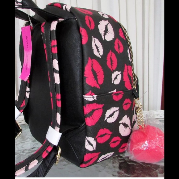 Betsey Johnson 💋Lips Kisses Backpack School Bag - Picture 4 of 8
